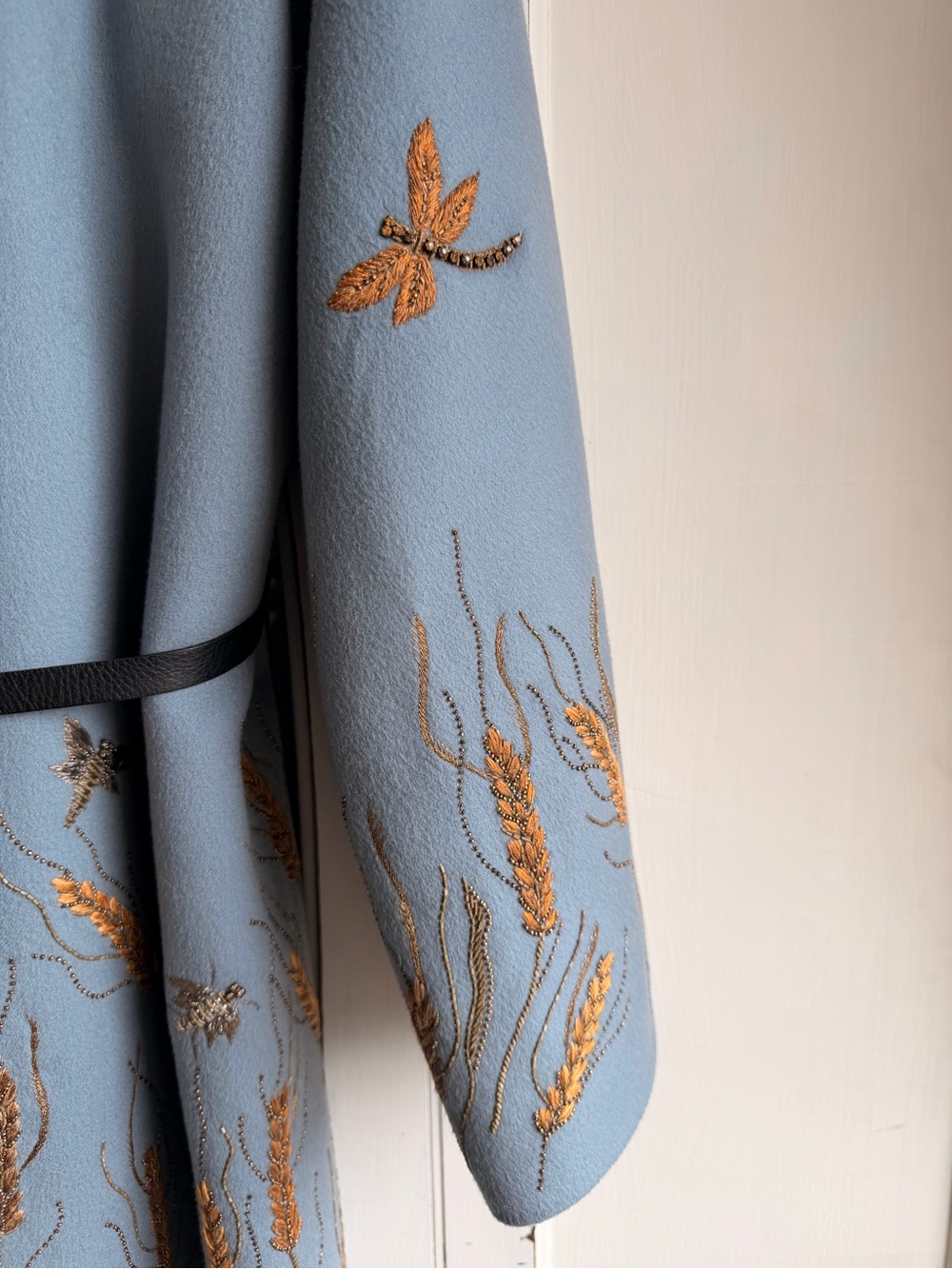 Valentino Light Blue Embroidered Wool Trench Coat - Picture 11 of 11